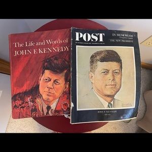 JFK vintage book and Post magazine